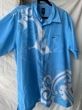 Tanoa Men's Light Blue Short Sleeve Button-Down Shirt